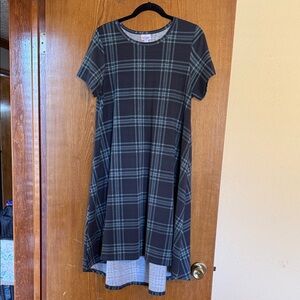 LuLaRoe Black Top with Teal Stitching Detail